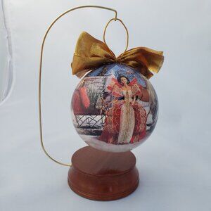 1997 Holiday Barbie 4" Decoupage Ornament with Wooden Stand and Box